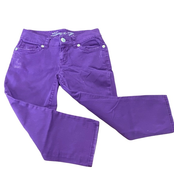 Seven7 Women's Purple Denim Distressed Cropped Stretch Capris Jeans 10 Petite - Picture 3 of 11